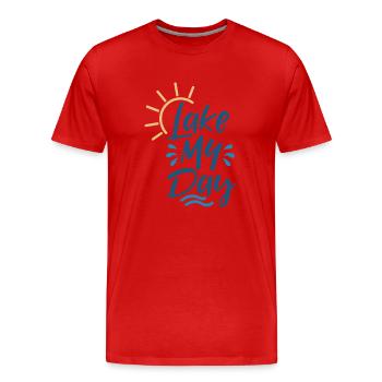 Lac Ma journée - T-shirt bio Premium Homme - rouge - Devant - Damien (186cm)