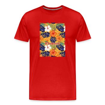 FLEURS TROPICALE - T-shirt bio Premium Homme - rouge - Devant - Damien (186cm)
