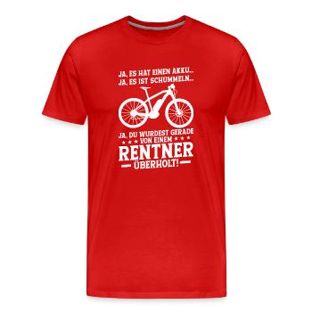 Ja, es hat einen Akku... Ja, es ist schummeln... - Männer Premium Bio T-Shirt - Rot - Vorne - Damien (186cm)