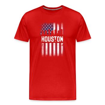 Conception du drapeau de Houston USA pour les fiers résidents de Houston - T-shirt bio Premium Homme - rouge - Devant - Damien (186cm)