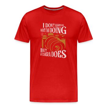 But My Camera Does Lens Photography - Men's Premium Organic T-Shirt - red - Front - Damien (186cm)