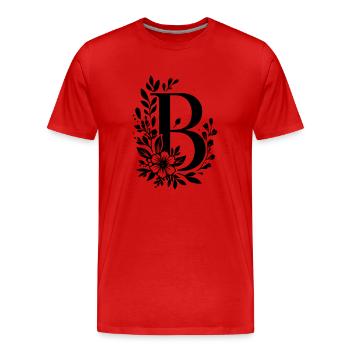 Buchstabe B Blume - Männer Premium Bio T-Shirt - Rot - Vorne - Damien (186cm)