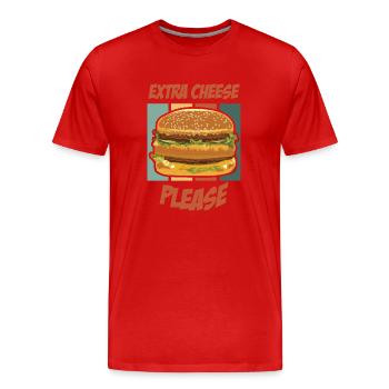 Extra Käse, bitte - Burger - Männer Premium Bio T-Shirt - Rot - Vorne - Damien (186cm)