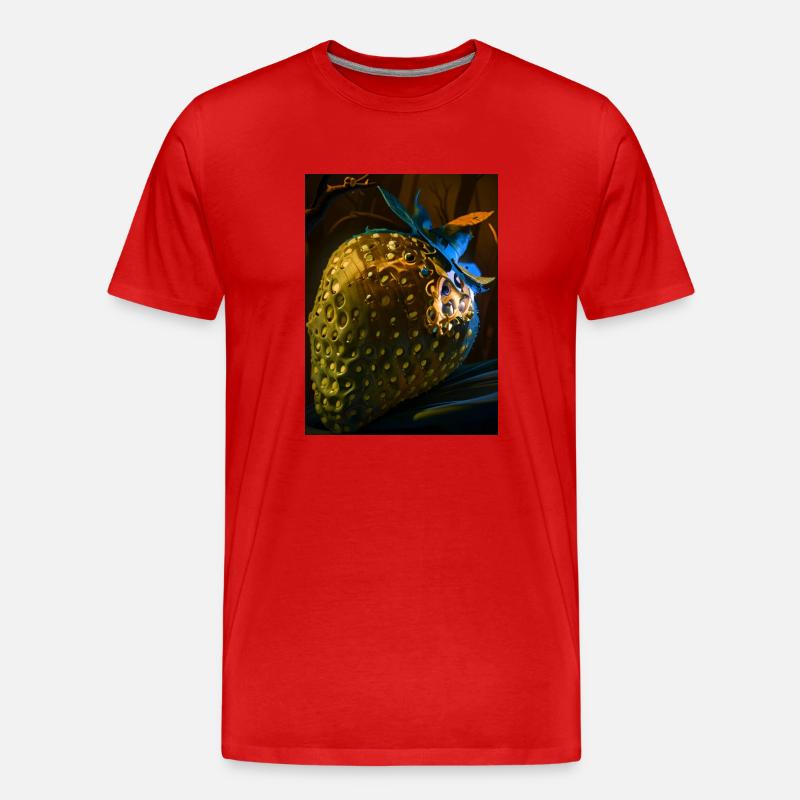 Erdbeere, technisch, Hightech, illustration,gold - Männer Premium Bio T-Shirt - Rot