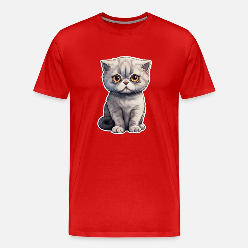 Scottish Fold Katze - Männer Premium Bio T-Shirt - Rot