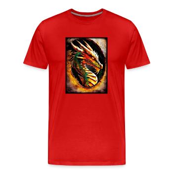 Dragon S - Männer Premium Bio T-Shirt - Rot - Vorne - Damien (186cm)
