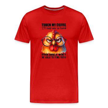 Poulet poule Coloré Ferme Isolé Coq Café - T-shirt bio Premium Homme - rouge - Devant - Damien (186cm)