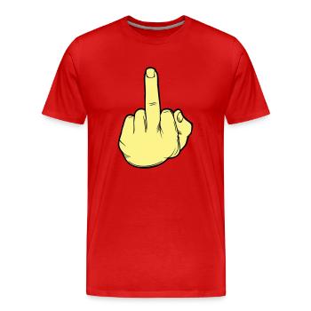 Main du Majeur 02 - T-shirt bio Premium Homme - rouge - Devant - Damien (186cm)