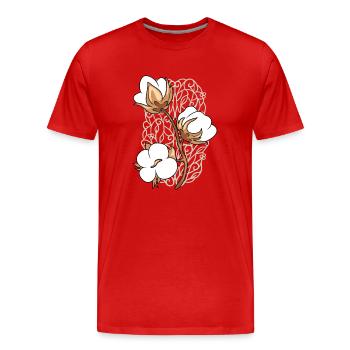 Élément ornemental avec brindille de coton fleurie - T-shirt bio Premium Homme - rouge - Devant - Damien (186cm)