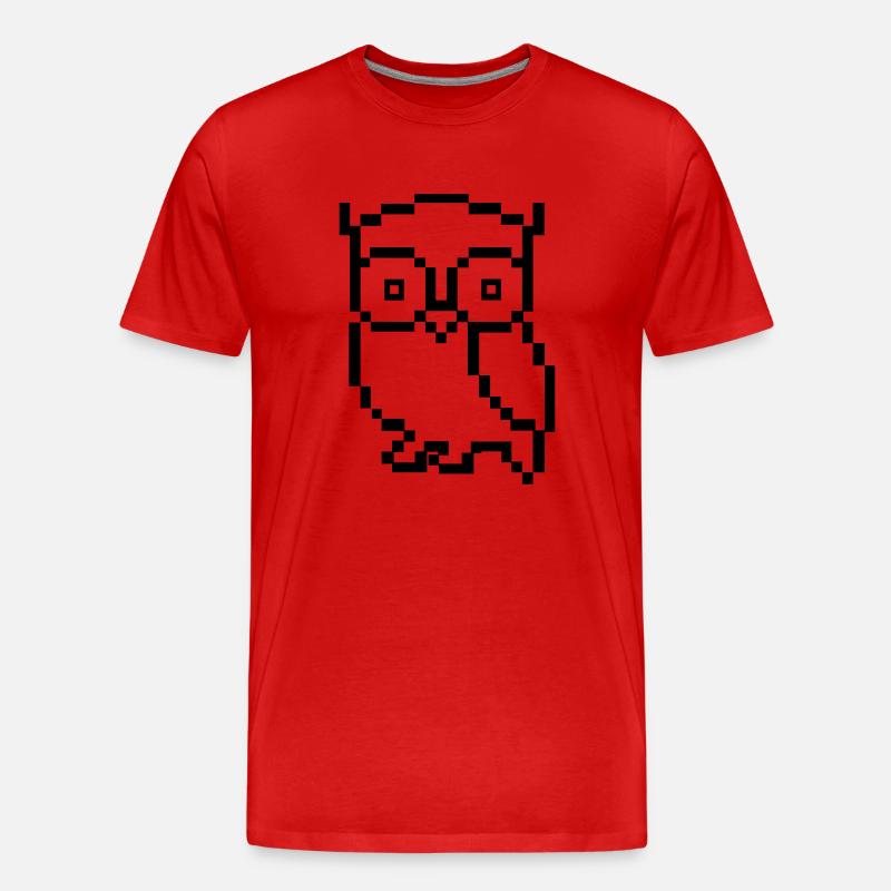 eule pixel - Männer Premium Bio T-Shirt - Rot