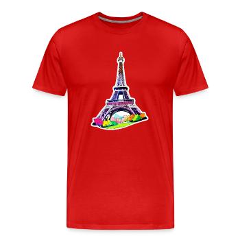 Eiffel Tower #2 - Men's Premium Organic T-Shirt - red - Front - Damien (186cm)