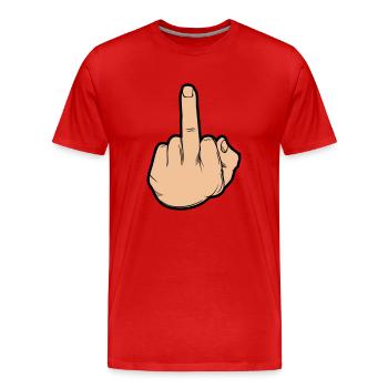 Hand middle finger - Men's Premium Organic T-Shirt - red - Front - Damien (186cm)