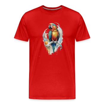 Perroquet Aquarelle - T-shirt bio Premium Homme - rouge - Devant - Damien (186cm)