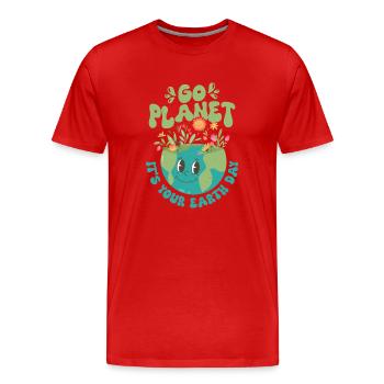 Go Planet It's Your Earth Day Planet Environmental - Männer Premium Bio T-Shirt - Rot - Vorne - Damien (186cm)