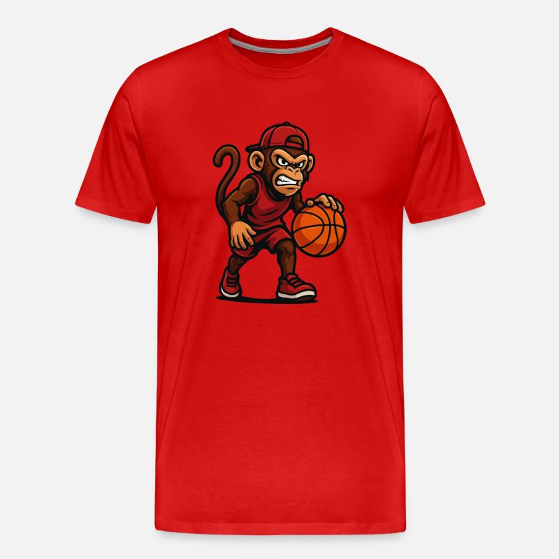 affe comic basketball - Männer Premium Bio T-Shirt - Rot