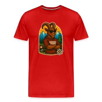 Puissance des Grisons - T-shirt bio Premium Homme - rouge - Devant - Damien (186cm)