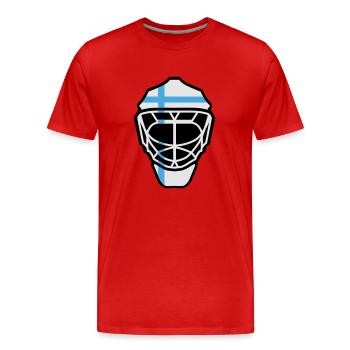 Hockey Goalie Mask Finland - Men's Premium Organic T-Shirt - red - Front - Damien (186cm)