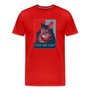 Yes we Cat - Männer Premium Bio T-Shirt - Rot - Vorne - Damien (186cm)