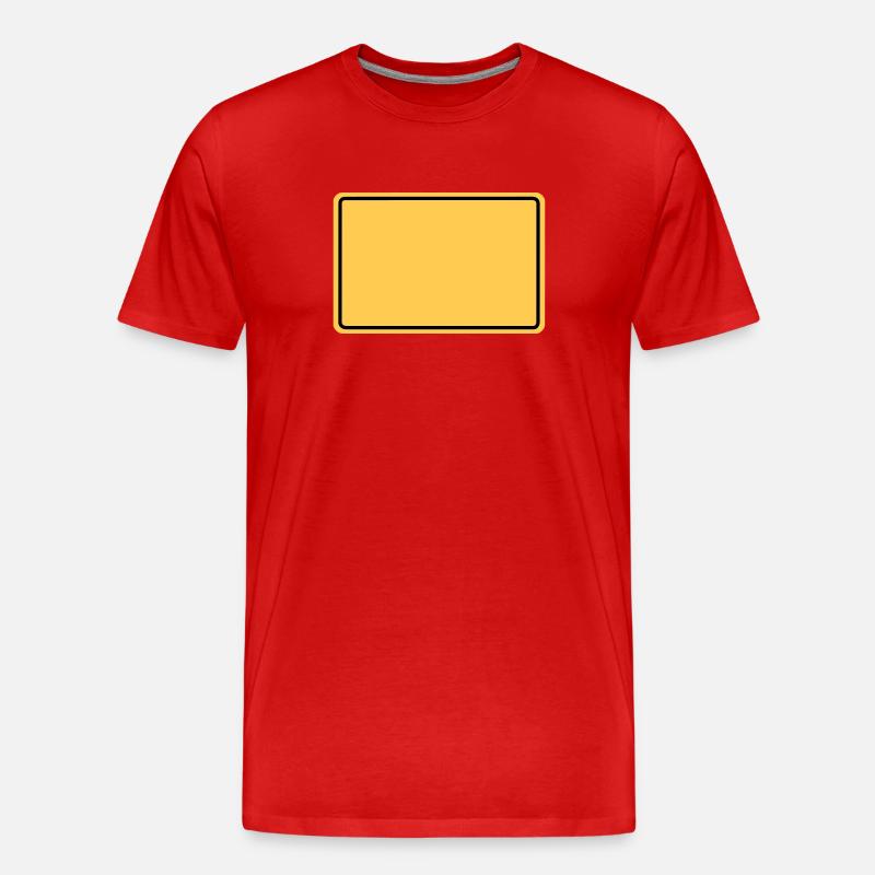 Ortsschild + Dein Text - Männer Premium Bio T-Shirt - Rot