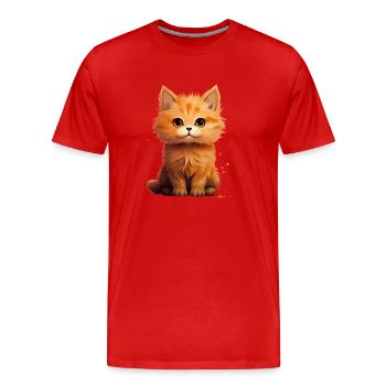 Cute Kitten - Men's Premium Organic T-Shirt - red - Front - Damien (186cm)