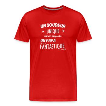 Un soudeur unique donne un papa fanstastique - T-shirt bio Premium Homme - rouge - Devant - Damien (186cm)