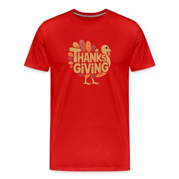 Thanksgiving Türkei - Cooles Vintage Comic Logo - Männer Premium Bio T-Shirt - Rot - Vorne - Damien (186cm)