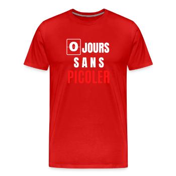 zéro jours sans picoler - T-shirt bio Premium Homme - rouge - Devant - Damien (186cm)