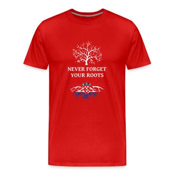 Kroatien Never Forget Your Roots - Männer Premium Bio T-Shirt - Rot - Vorne - Damien (186cm)