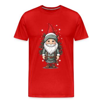Winter Gnom und Weihnachtsbaum Weihnachten Design - Männer Premium Bio T-Shirt - Rot - Vorne - Damien (186cm)
