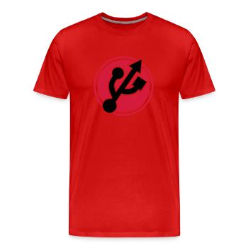 Nerd Superhero - Men's Premium Organic T-Shirt - red - Front - Damien (186cm)