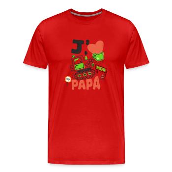 J'aime mon papa cadeau père et fils fille - T-shirt bio Premium Homme - rouge - Devant - Damien (186cm)