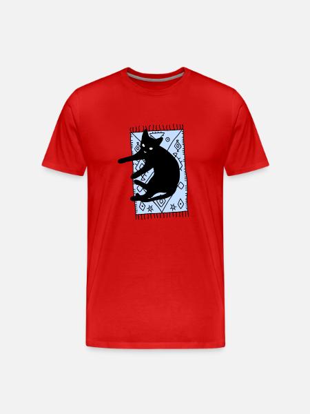 Katze auf dem Teppich - Männer Premium Bio T-Shirt - Rot