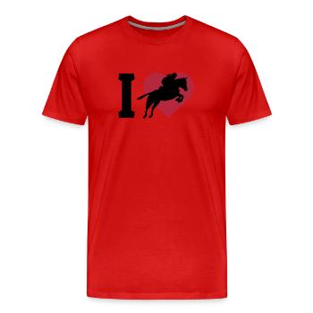 I love Springreiten - Männer Premium Bio T-Shirt - Rot - Vorne - Damien (186cm)