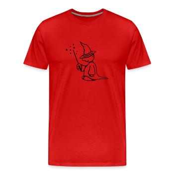 Petit magicien avec Magic Hat et baguette magique - T-shirt bio Premium Homme - rouge - Devant - Damien (186cm)