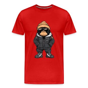 Gorilla Winter - Männer Premium Bio T-Shirt - Rot - Vorne - Damien (186cm)
