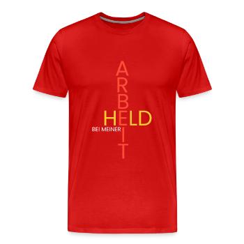Held bei meiner Arbeit - Männer Premium Bio T-Shirt - Rot - Vorne - Damien (186cm)