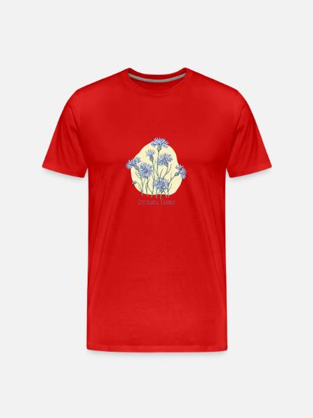 bleuet, dessin botanique - T-shirt bio Premium Homme - rouge