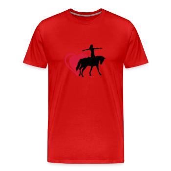 Herz Voltigieren - Männer Premium Bio T-Shirt - Rot - Vorne - Damien (186cm)