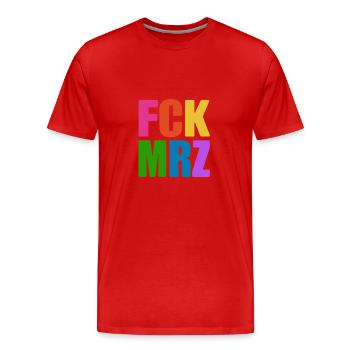 FCK MRZ - nein zu Merz - Kanzler - Männer Premium Bio T-Shirt - Rot - Vorne - Damien (186cm)
