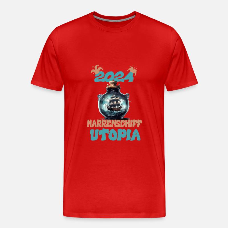 2024, Narrenschiff Utopia - Männer Premium Bio T-Shirt - Rot