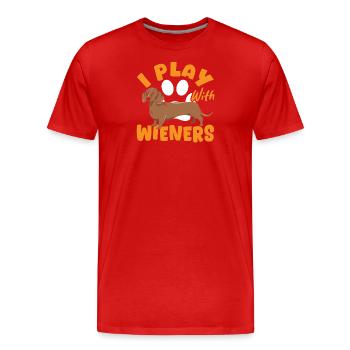 Doxie Teckel Chien à poil long Chien viennois - T-shirt bio Premium Homme - rouge - Devant - Damien (186cm)