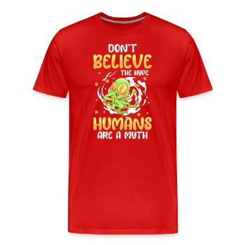 Alien Spaceship Extraterrestrial Aliens - T-shirt bio Premium Homme - rouge - Devant - Damien (186cm)
