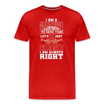 Designerin Gestalter Zeichnung - Männer Premium Bio T-Shirt - Rot - Vorne - Damien (186cm)