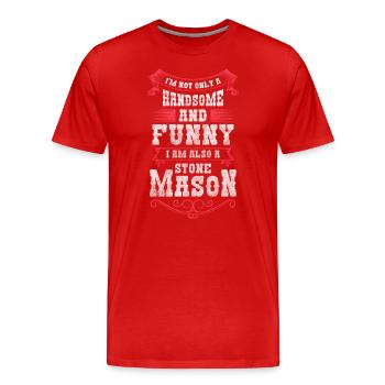 Oeuvre de sculpteur, pierre guilde, armoiries de la guilde des tailleurs de pierre - T-shirt bio Premium Homme - rouge - Devant - Damien (186cm)