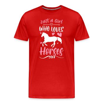 Amitié équestre à cheval - T-shirt bio Premium Homme - rouge - Devant - Damien (186cm)