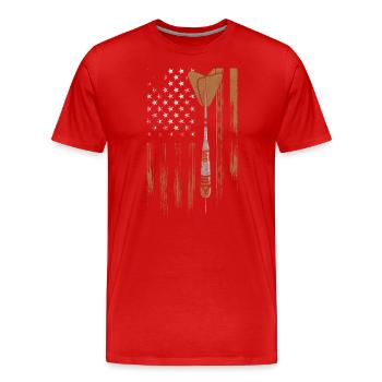 Joueur de fléchettes Fun Target Pub - T-shirt bio Premium Homme - rouge - Devant - Damien (186cm)