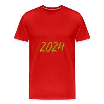 2024 Silvester Neujahr grün - Männer Premium Bio T-Shirt - Rot - Vorne - Damien (186cm)