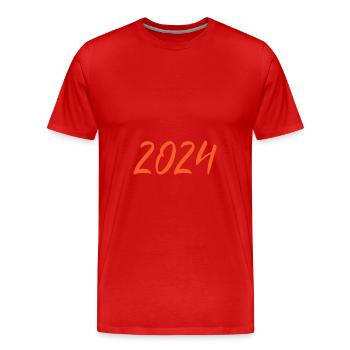 2024 Réveillon du Nouvel An Oranges du Nouvel An - T-shirt bio Premium Homme - rouge - Devant - Damien (186cm)