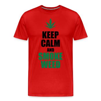 Keep Calm and Smoke Weed - Männer Premium Bio T-Shirt - Rot - Vorne - Damien (186cm)