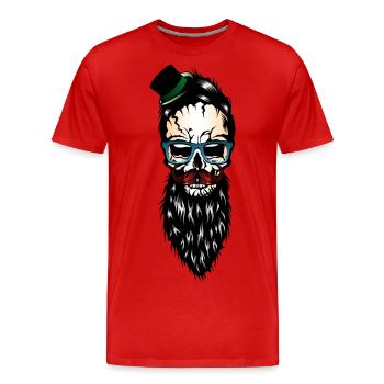 tete de mort hipster barbu barbe chapeau moustache - T-shirt bio Premium Homme - rouge - Devant - Damien (186cm)